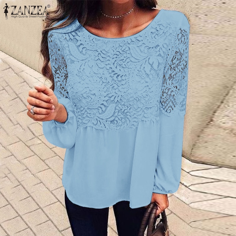 Zanzea Áo Nữ Tay Dài Phối Ren Thời Trang Quyến Rũ