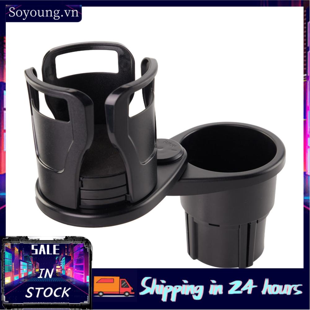 Soyoung Car Cup Holder Retractable 360 Degree Rotatable ABS Plastic Multifunctional Organizer Carbon Black