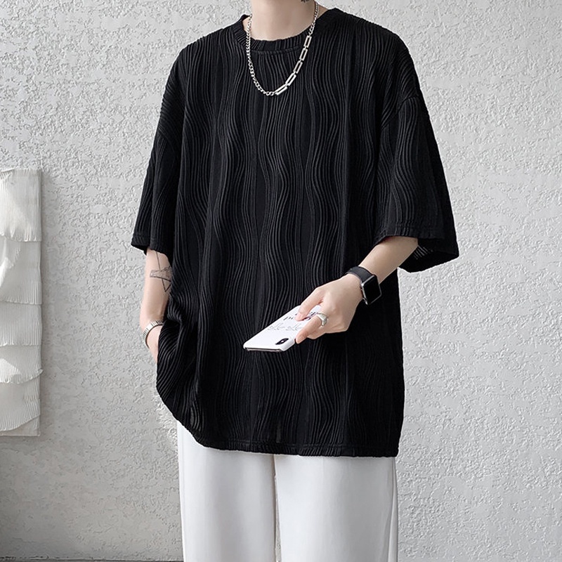 Áo Thun Tay Ngắn Dáng Rộng Bằng Lụa Lạnh Thoáng Khí Thời Trang Mùa Hè Cho Nam 150kg Plus Fat