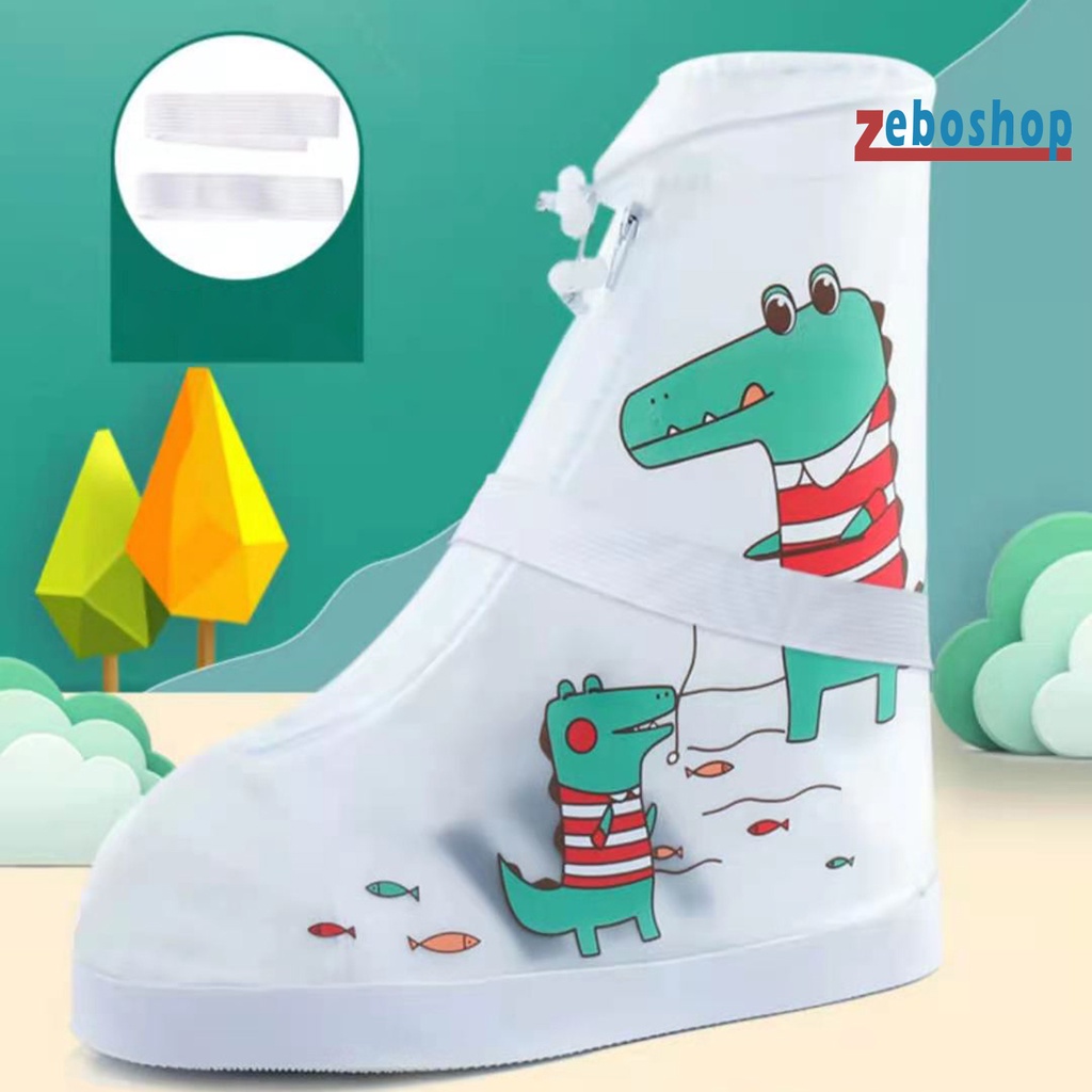1 Cặp Giày Đi Mưa Chống Trượt Chống Thấm Nước In Họa Tiết Hoạt Hình Dễ Thương Cho Bé