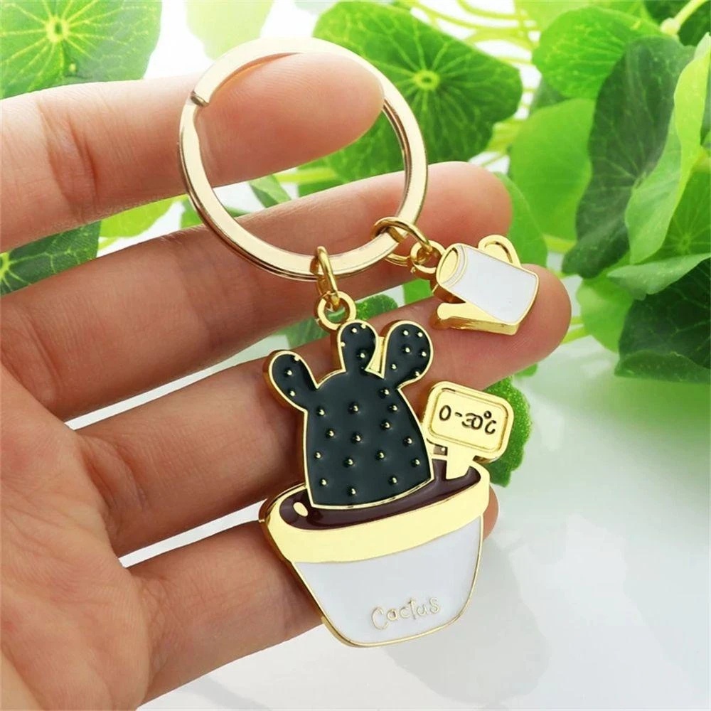 Móc Khóa Kim Loại Hình Chậu Cây Xương Rồng Dễ Thương