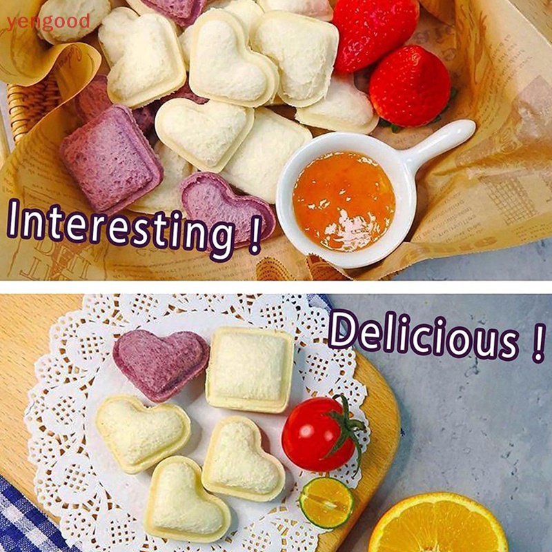 1 Bộ Dụng Cụ Cắt Bánh Sandwich Hình Trái Tim / Vuông Tiện Dụng An Toàn Cho Trường Học