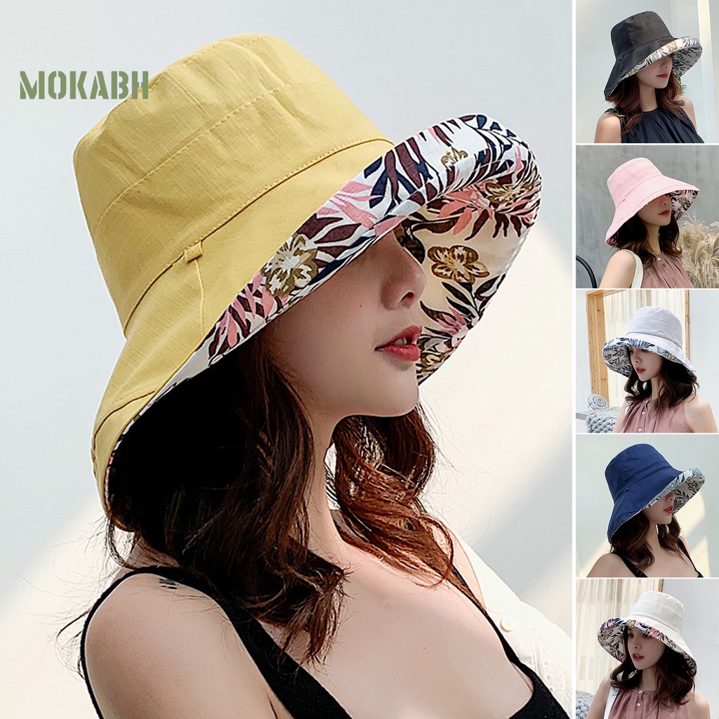 Mũ Bucket Hai Mặt Có Dây Rút Điều Chỉnh Được Thời Trang Mùa Hè Cho Nữ