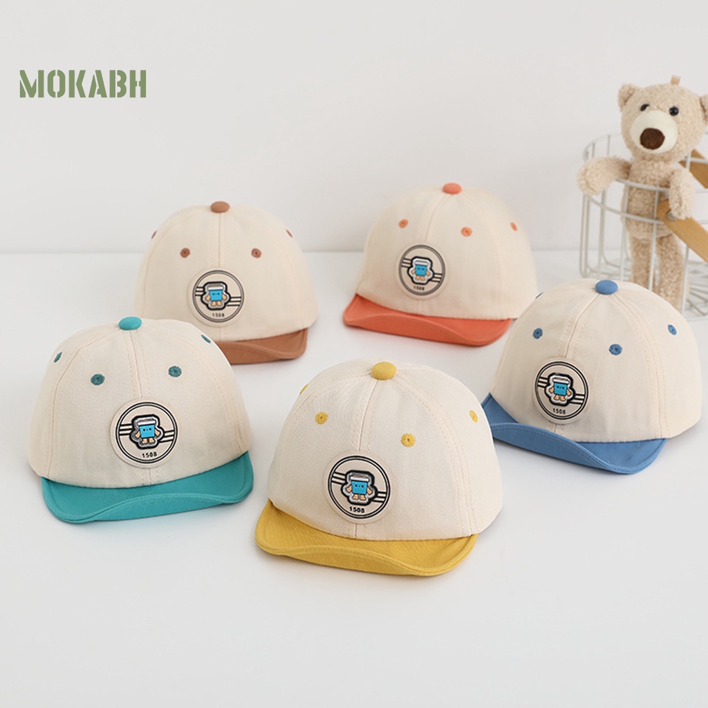 [Mok Abh] Mũ Bóng Chày Vành Tròn Mềm Mại Họa Tiết Hoạt Hình Phong Cách Hàn Quốc Có Thể Điều Chỉnh Kích Cỡ