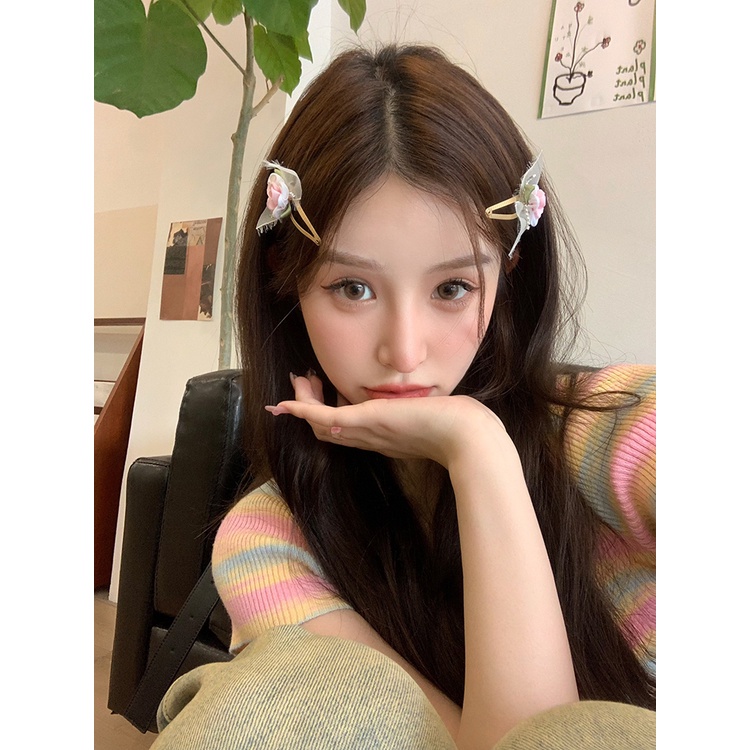 Kẹp Tóc Hình Hoa Trà Màu Hồng Ngọt Ngào Thời Trang Mùa Hè Mới Cho Bạn Gái