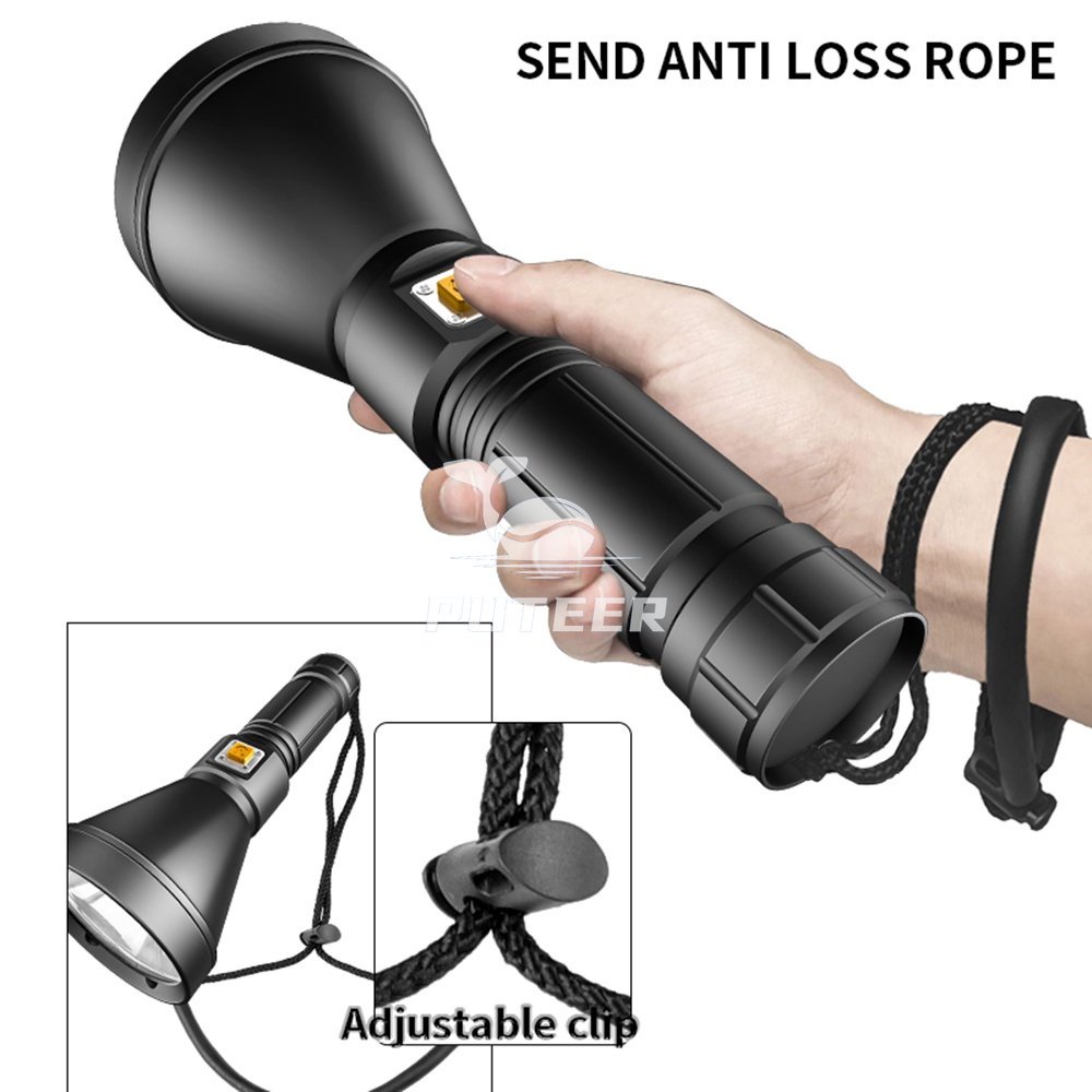 Đèn Pin Led IPx8 Siêu Sáng Chống Thấm Nước Pin 26650 Có Dây Đeo Tay Tiện Dụng Dùng Khi Đi Lặn