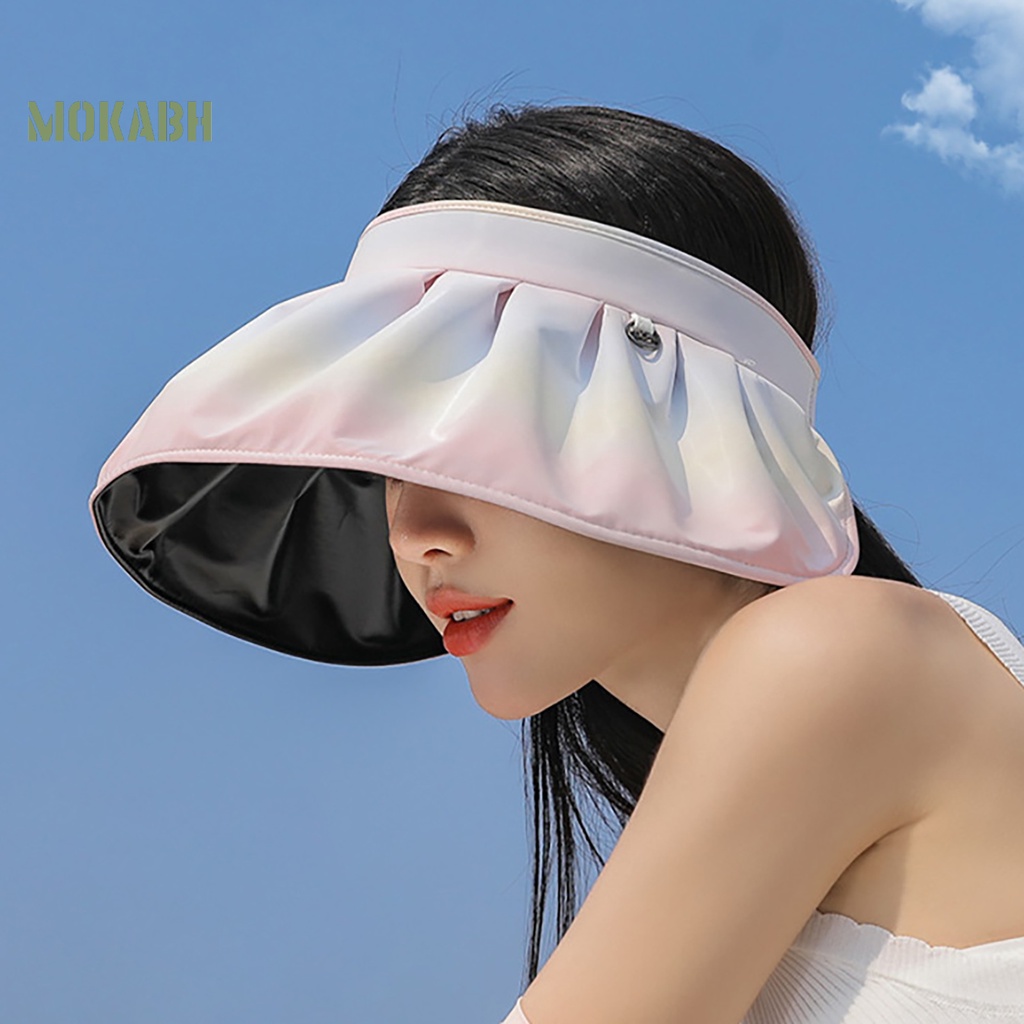 [Mok Abh] Mũ Rộng Vành Hở Chóp Chống Tia UV Co Giãn Phong Cách Hàn Quốc Cho Nữ