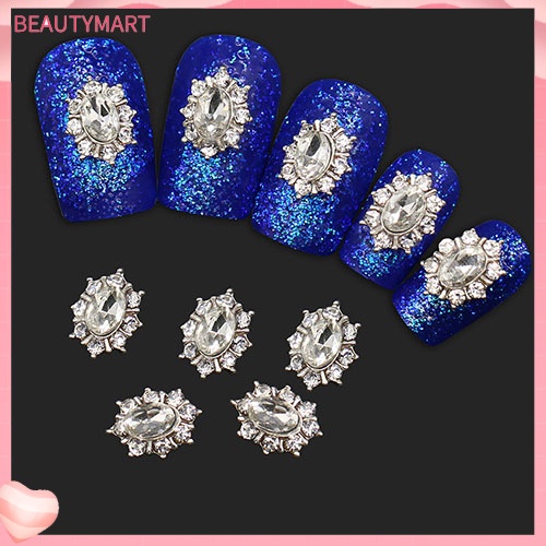 Bộ 10 Miếng Dán Trang Trí Móng Tay Bằng Hợp Kim Đính Đá Thời Trang Dành Cho Nữ