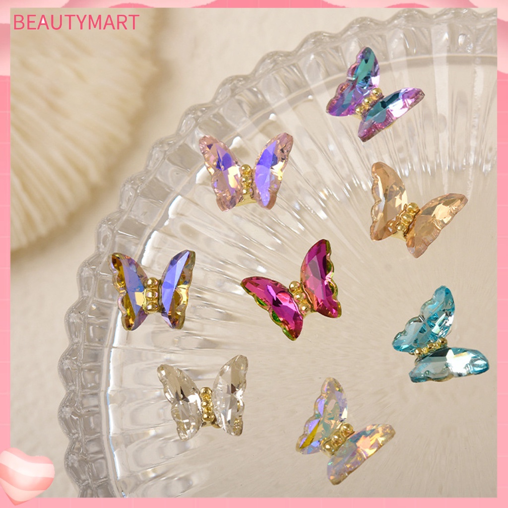 Bộ 10 Phụ Kiện Trang Trí Móng Tay Hình Bướm 3D Lấp Lánh Sang Trọng