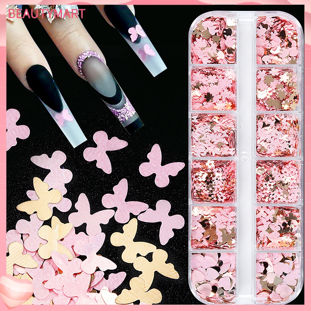 1 Hộp Kim Tuyến Lấp Lánh Hình Lá Phong 6 Ngăn Không Phai Màu Sắc Sống Động Trang Trí Móng Tay Nghệ Thuật