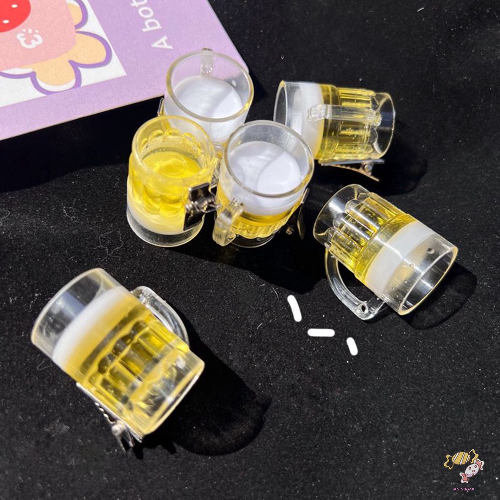 YADORNOS Kẹp Tóc Hình Ly Bia Bằng Nhựa Resin Bền Vui Nhộn DIY