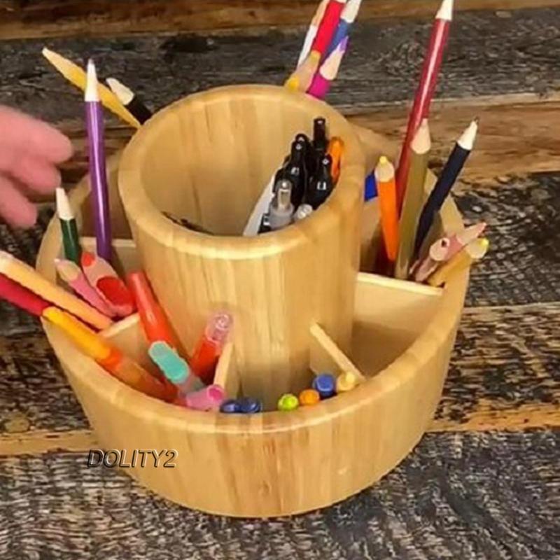 Giá Đỡ Cọ Trang Điểm Bằng Tre Xoay 360 Độ Dolity2