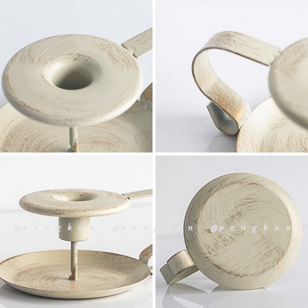 Giá Đỡ Đèn Cầy Bằng Sắt Màu Trắng Phong Cách Trung Cổ Độc Đáo Trang Trí Nhà Cửa