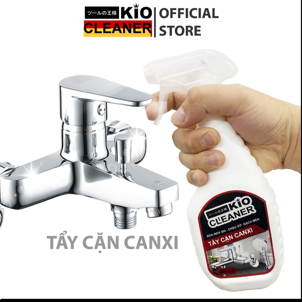 Tẩy cặn canxi inox nhà tắm Kio Cleaner  Kiotool tẩy rửa cặn bám trên vòi sen, vệ sinh vách kính 500 ml