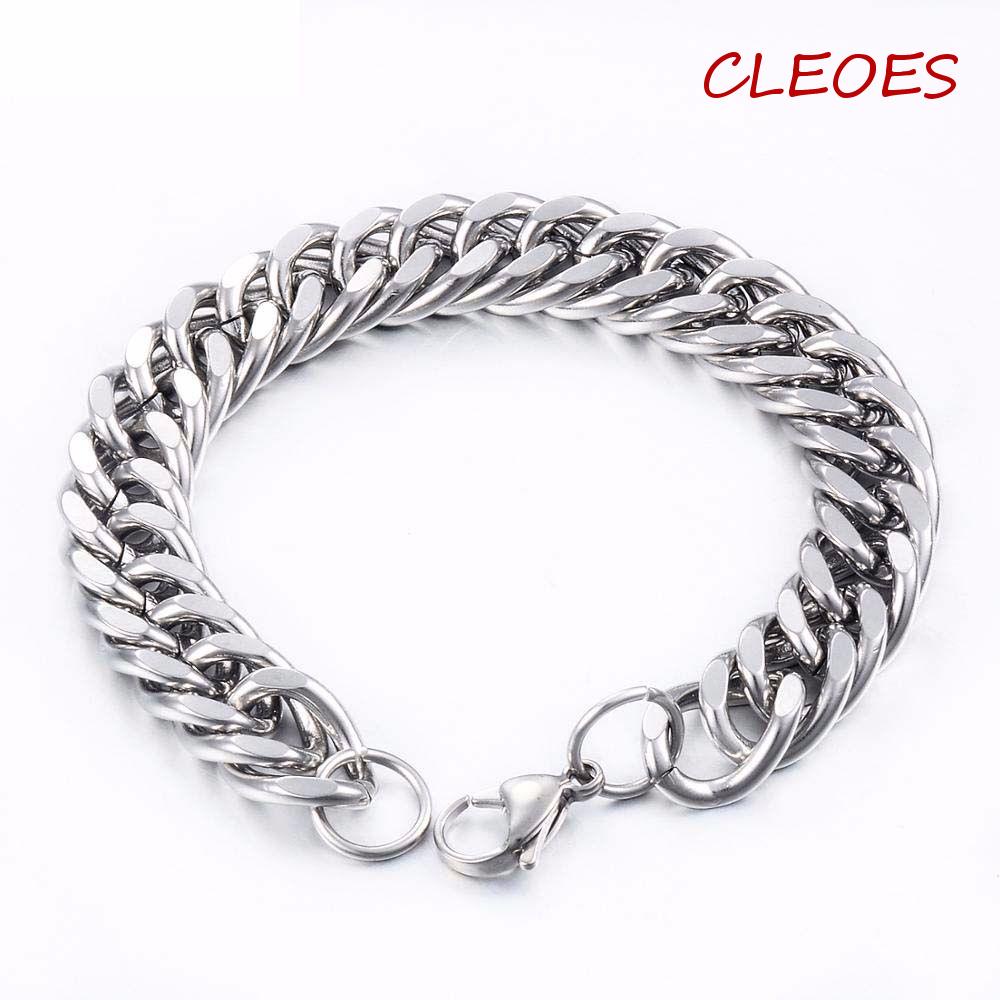 Vòng Tay Dây Xích Bằng Thép Không Gỉ Phong Cách Hip Hop Thời Trang Cho Nam Và Nữ