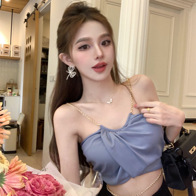 Áo Hai Dây Vải Satin Thời Trang Mùa Hè Quyến Rũ Cho Nữ