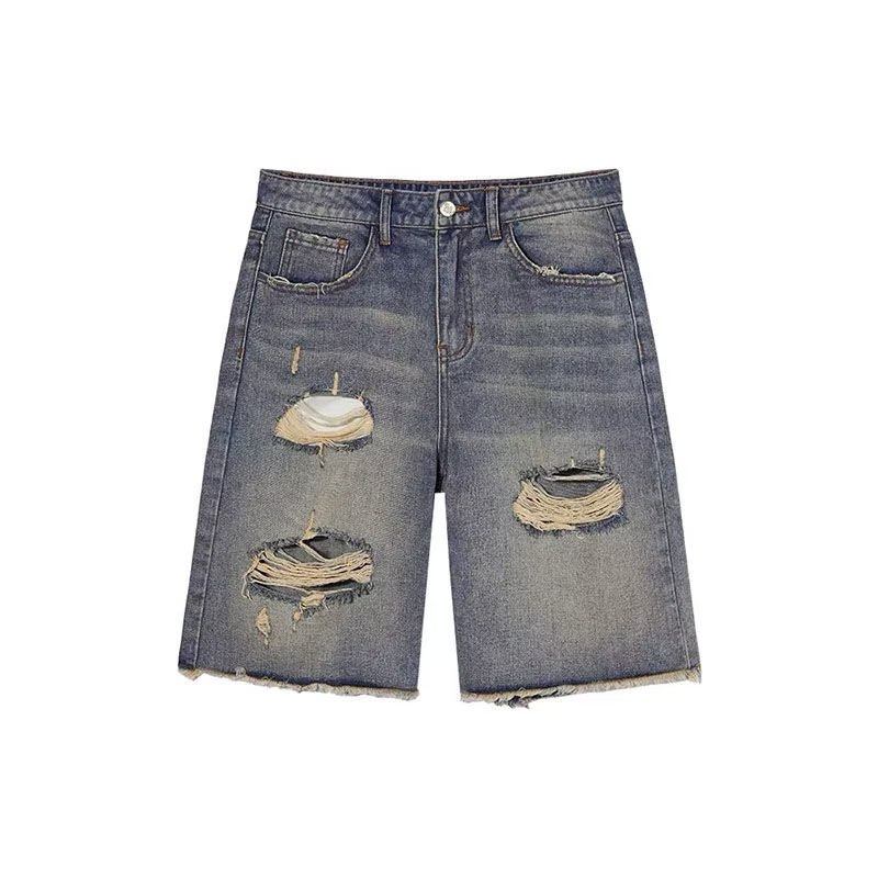 quần short nữ unisex from rộng Quần short denim phong cách Hàn Quốc quần short nam rách hiphop oversize quần ngố nam