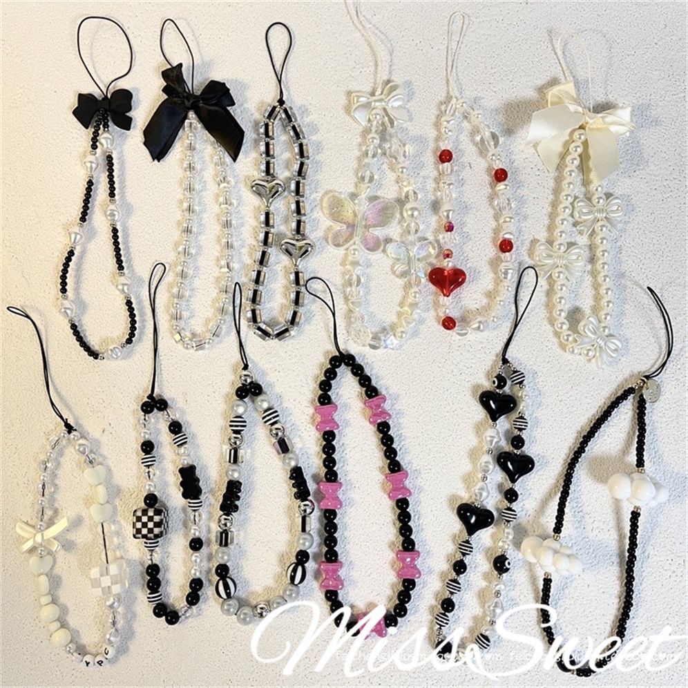 DIY Contrasting Handmade Beaded Chain Pendant With Creative Girl Style Mobile Phone Strap