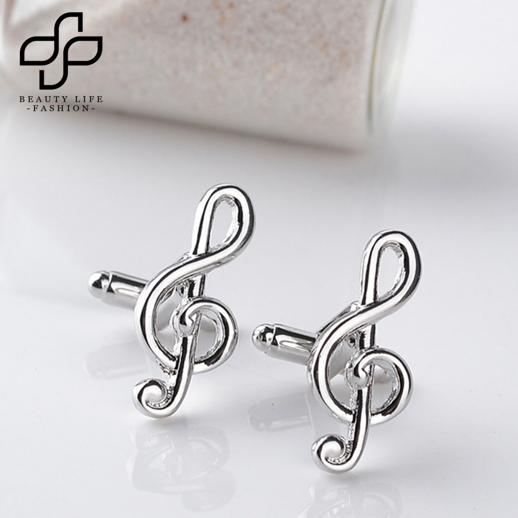 Khuy Măng Sét Mạ Bạc Hình Nốt Nhạc Thời Trang Cho Nam