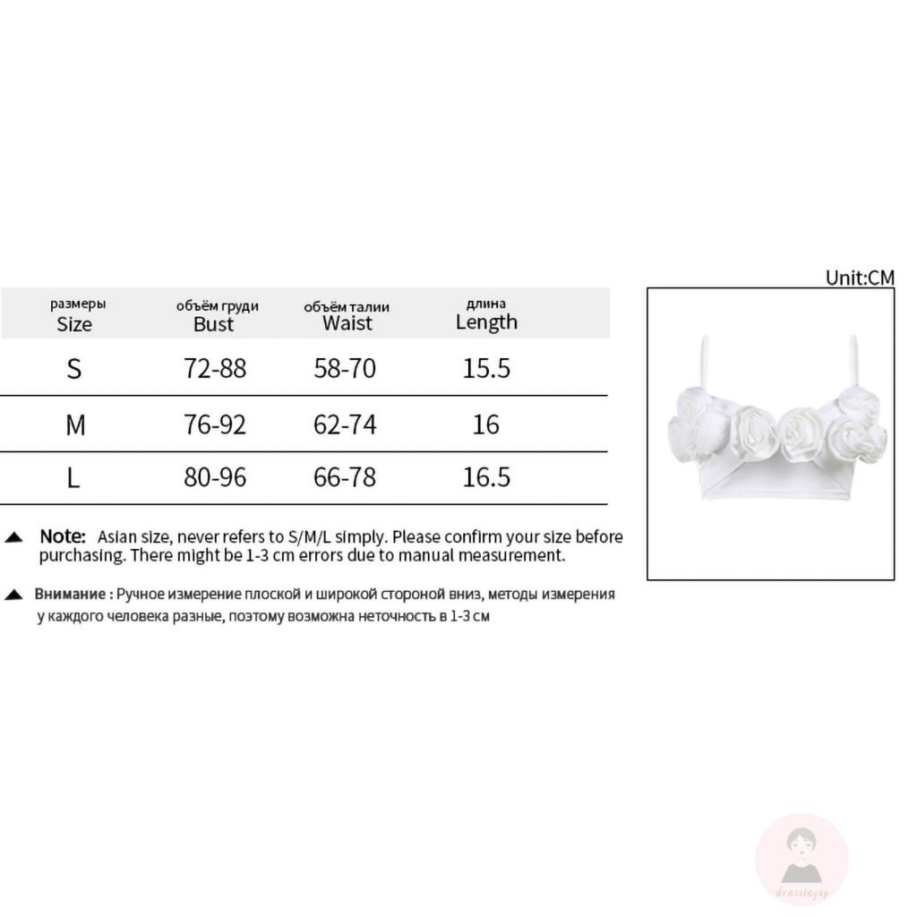 Áo Croptop Hai Dây Màu Sắc Trơn In Họa Tiết Hoa Hồng 3D Thời Trang Mùa Hè Cho Nữ