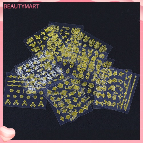 Set 12 Tấm Sticker Họa Tiết Bông Tuyết Giáng Sinh 3D Trang Trí Móng Nghệ Thuật DIY