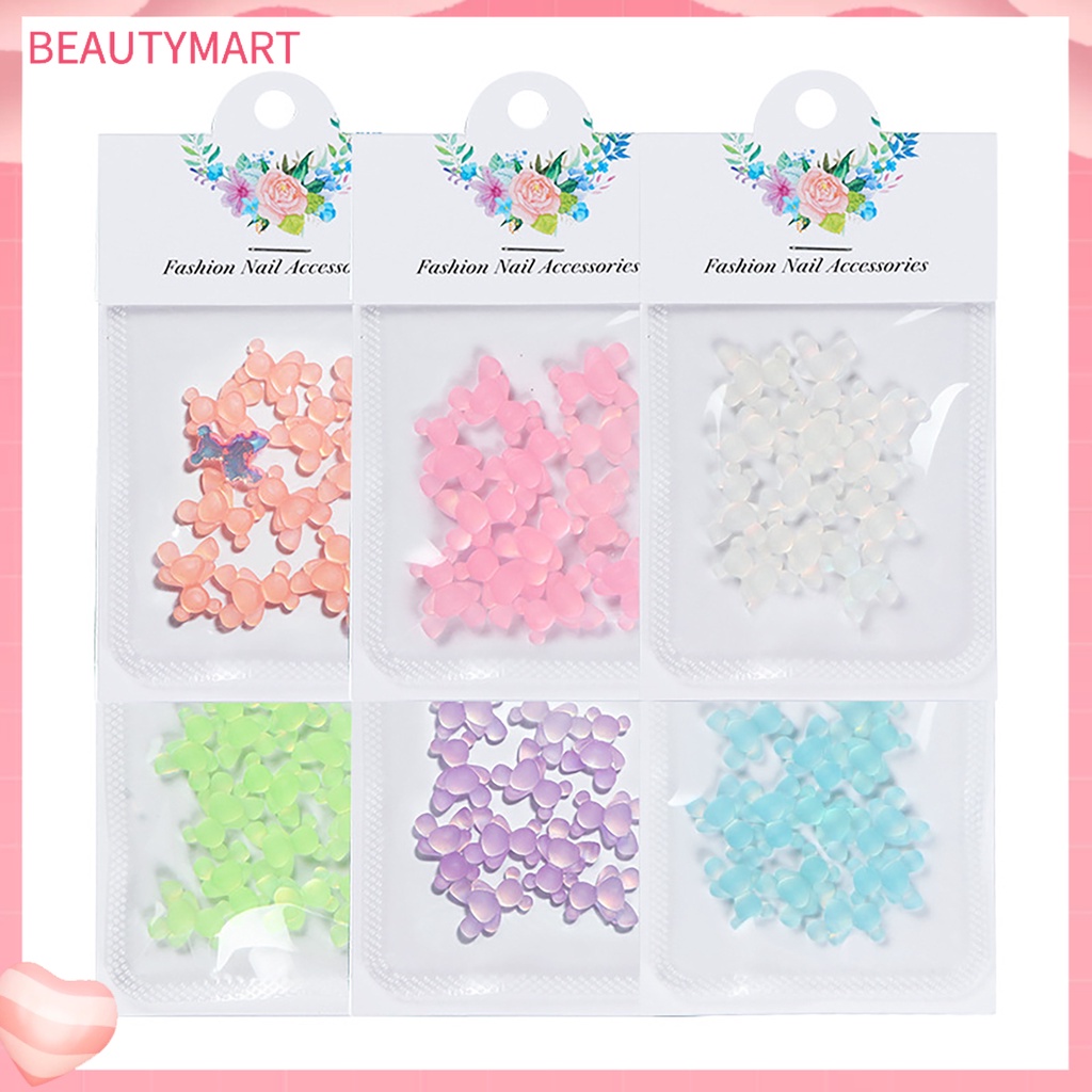 Bộ 10 Phụ Kiện Trang Trí Móng Tay Hình Gấu 3D Màu Sắc Tươi Sáng Không Phai