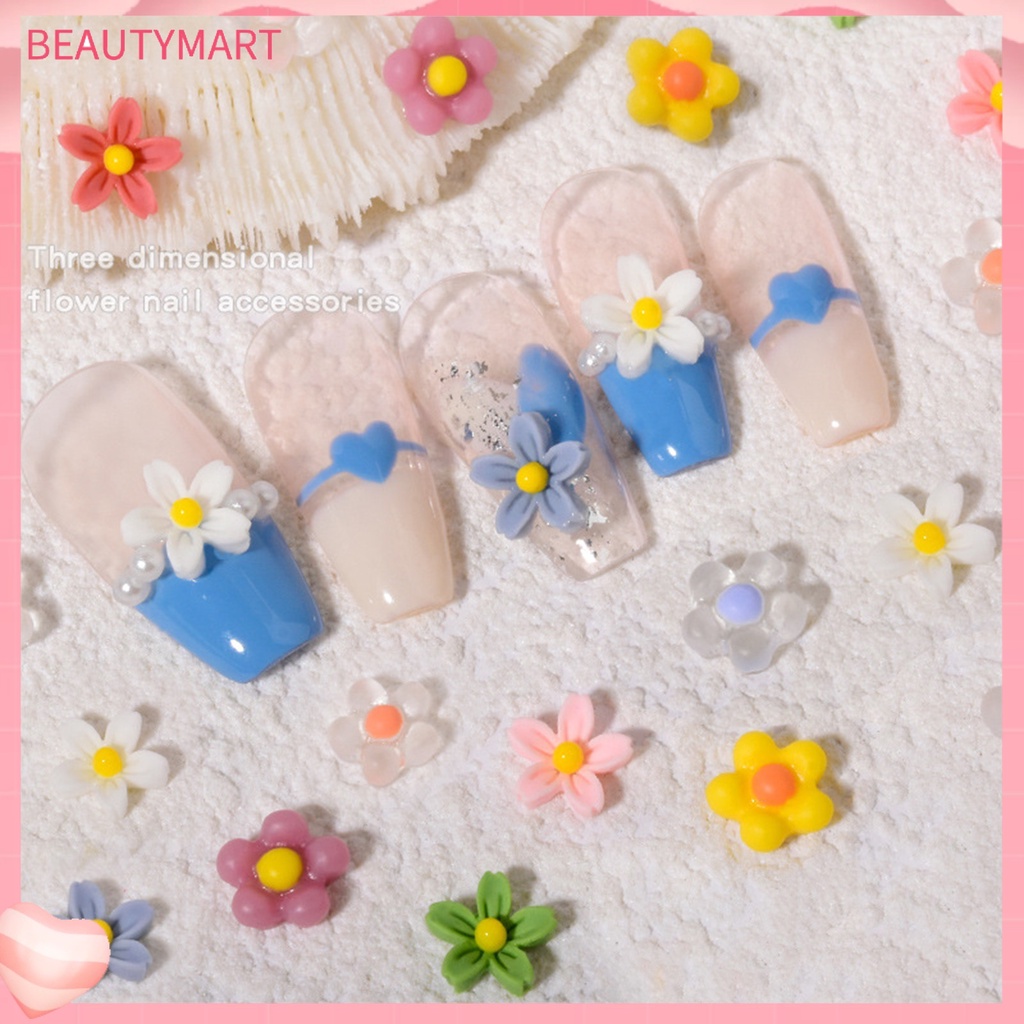 Bộ 50 Phụ Kiện Trang Trí Móng Tay Hình Bông Hoa 3D Mini Bằng Nhựa Resin Màu Sắc Tươi Sáng Chống Thấm Nước Dành Cho Bạn Nữ Charms