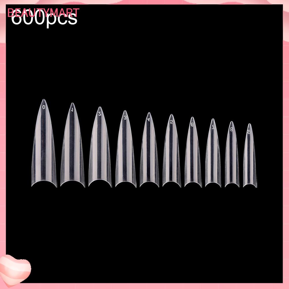 Bộ 600 Móng Tay Giả Che Phủ Toàn Diện Đầu Nhọn