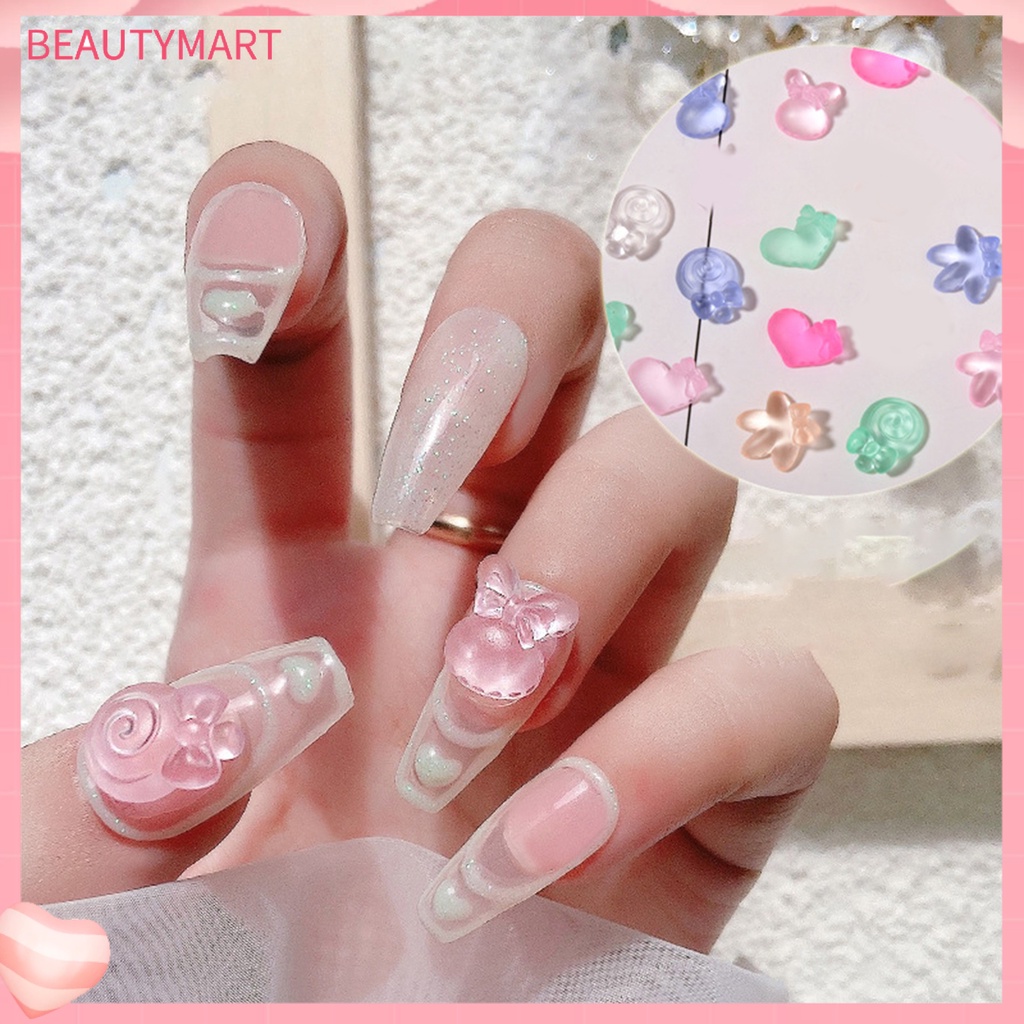 Set 20 Phụ Kiện Trang Trí Móng Tay Trong Suốt Họa Tiết Hoạt Hình Dễ Thương