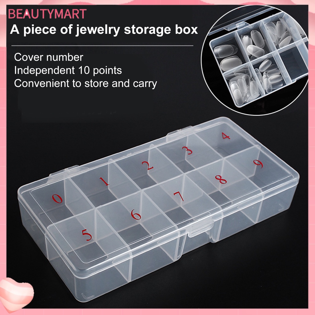 Hộp Đựng Phụ Kiện Trang Trí Móng Tay 10 Ngăn Trong Suốt Đa Năng