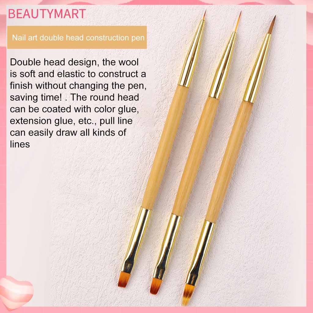 1 / 3 Cây Bút Lông Mềm Hai Đầu Dùng Cho Làm Móng Tay DIY
