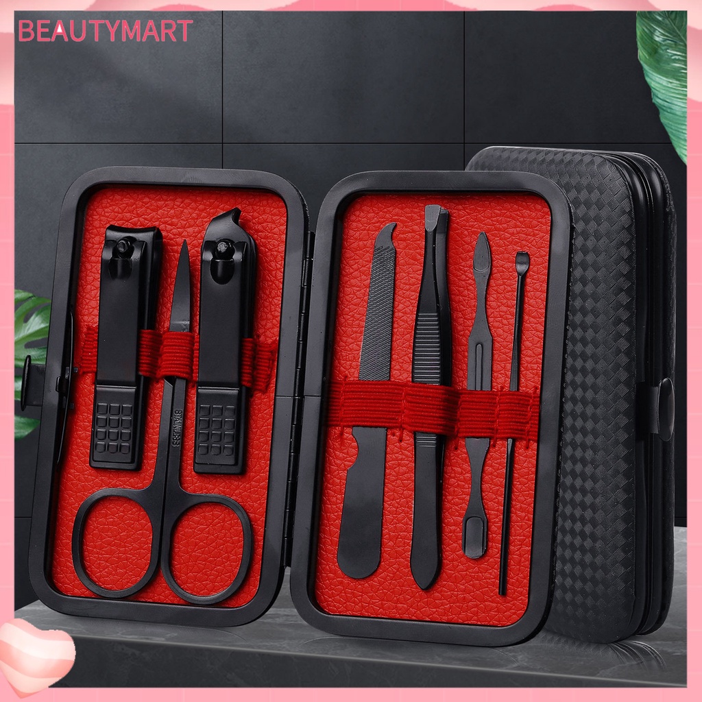 Bộ 7 Dụng Cụ Làm Móng Bằng Thép Không Gỉ Chống Văng Đa Chức Năng Cho Salon