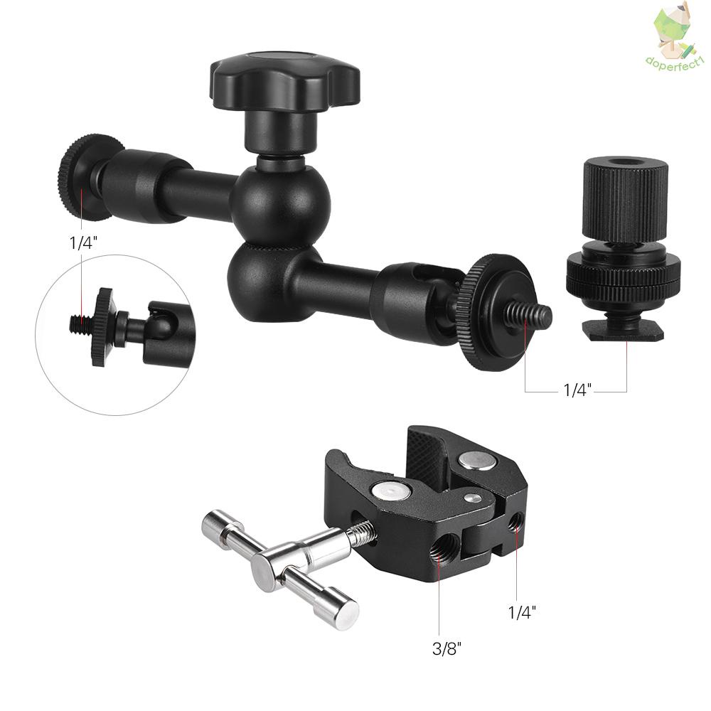 7inch Friction Arm Super Clamp Mount Adjustable Articulating Arm Plier Clip for Field Monitor LED Light Flash Microphone   Came-6.5