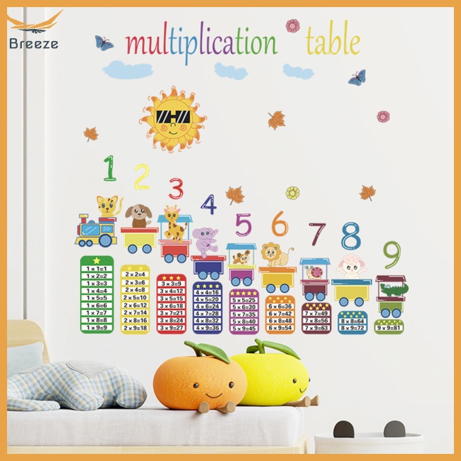 Set 2 Tấm Đề Can Dán Tường In Hình Động Vật Hoạt Hình Trang Trí Phòng Bé