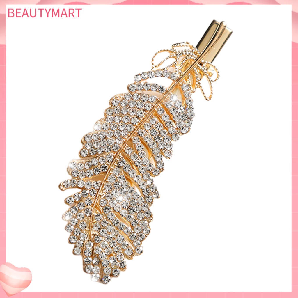 Kẹp Tóc Hợp Kim Hình Lông Vũ Đính Đá Lấp Lánh