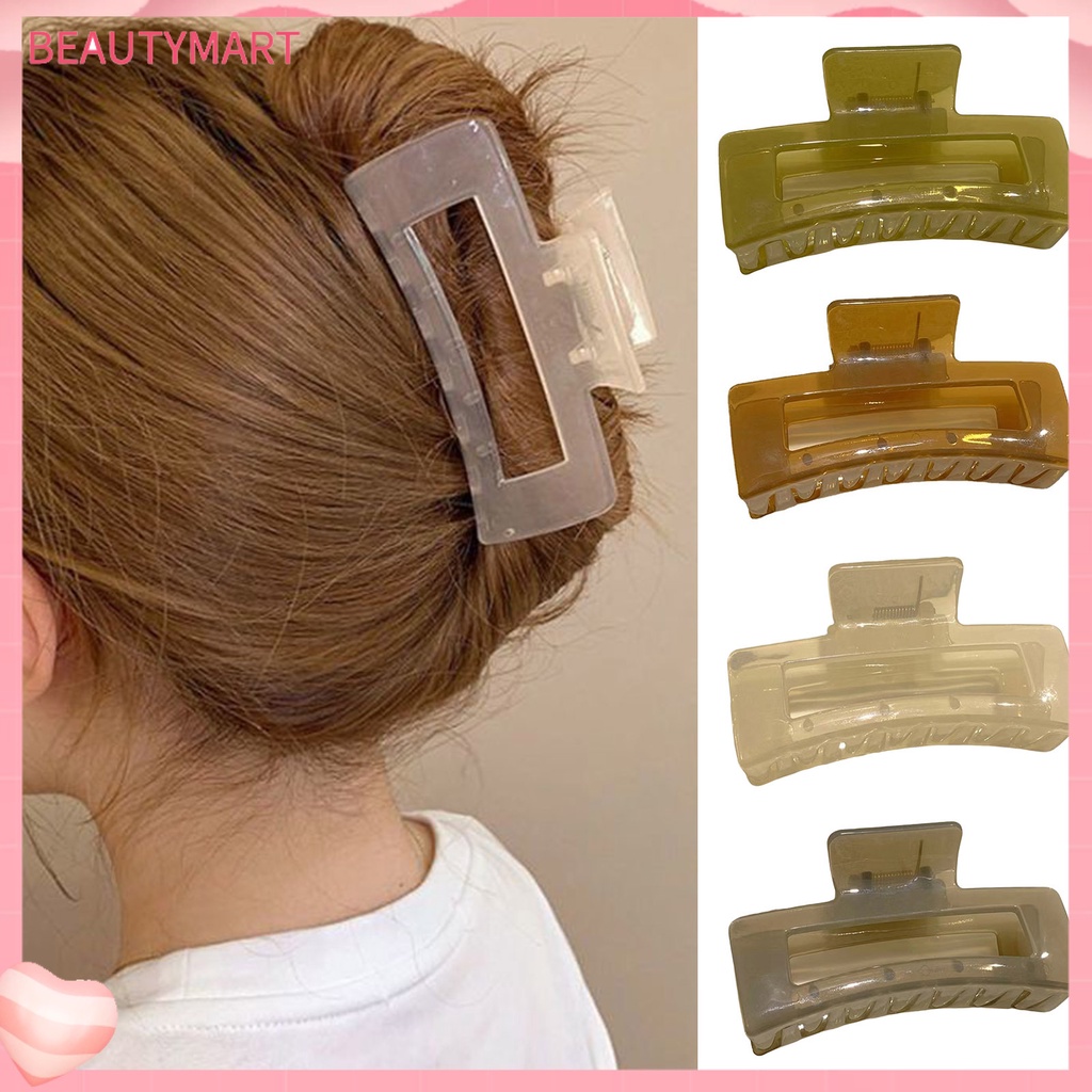 Kẹp Tóc Hình Vuông Cỡ Lớn Thiết Kế Trong Suốt Chống Trượt Tiện Dụng Cho Nữ