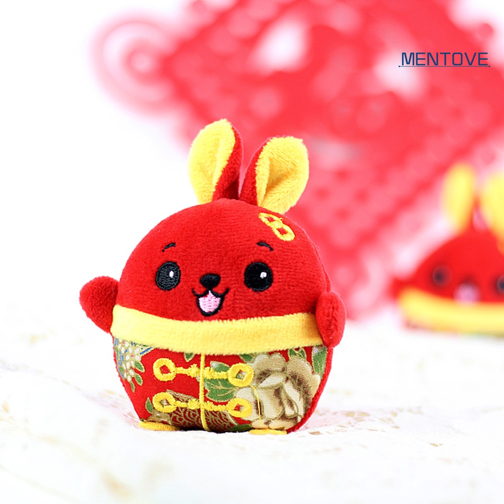 Móc Khóa Hình Thỏ Nhồi Bông 10cm Phong Cách Trung Hoa Mừng Năm Mới 2023