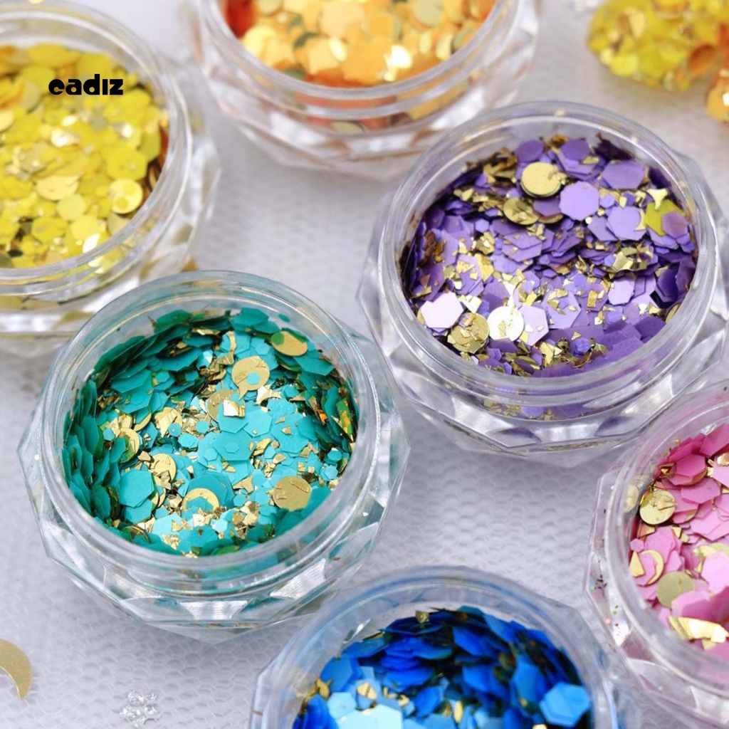 Set 6 Hộp Bột Kim Tuyến Mạ Vàng Lấp Lánh Trang Trí Móng Tay Cho Nữ