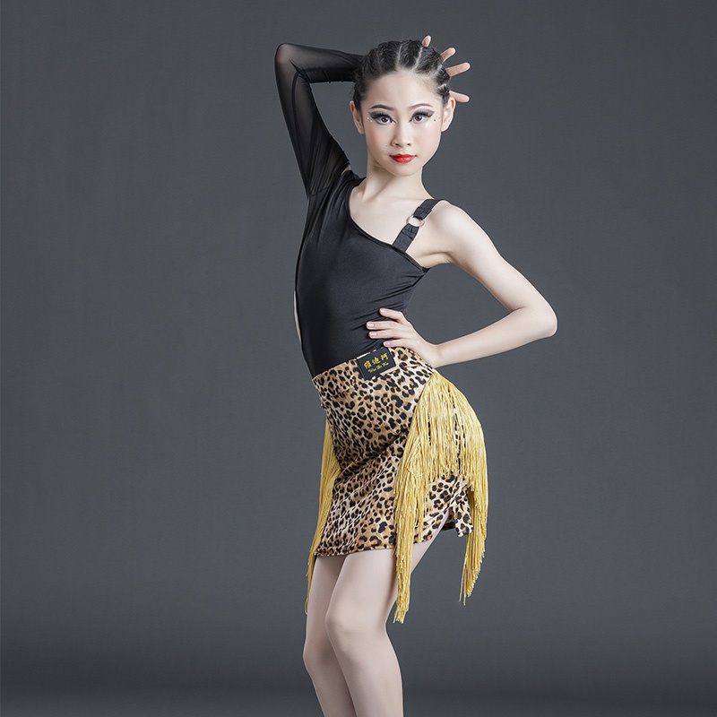 Đầm Khiêu Vũ Latin Họa Tiết Da Báo Thời Trang Xuân Hè Cho Bé Gái