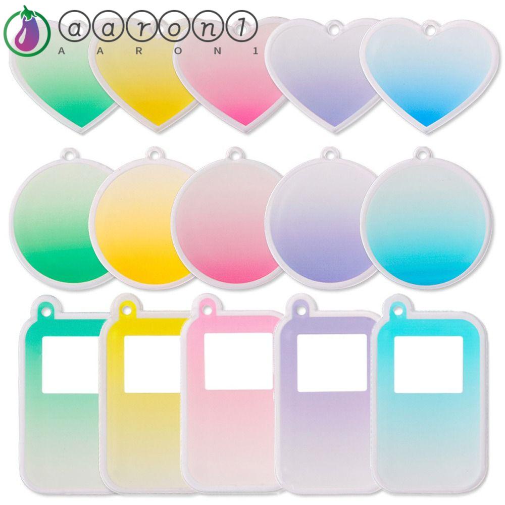 Aaron1 Móc Chìa Khóa / Điện Thoại Bằng Acrylic Màu Gradient Họa Tiết Trái Tim Đơn Giản DIY