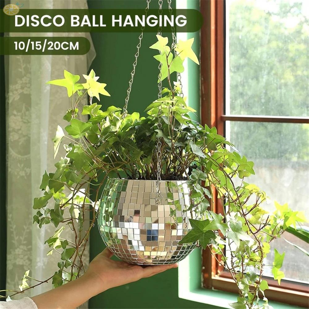 【VARSTR】Flower Pots Silver Wall Hanging Basket Disco Ball Home Decoration Plastic