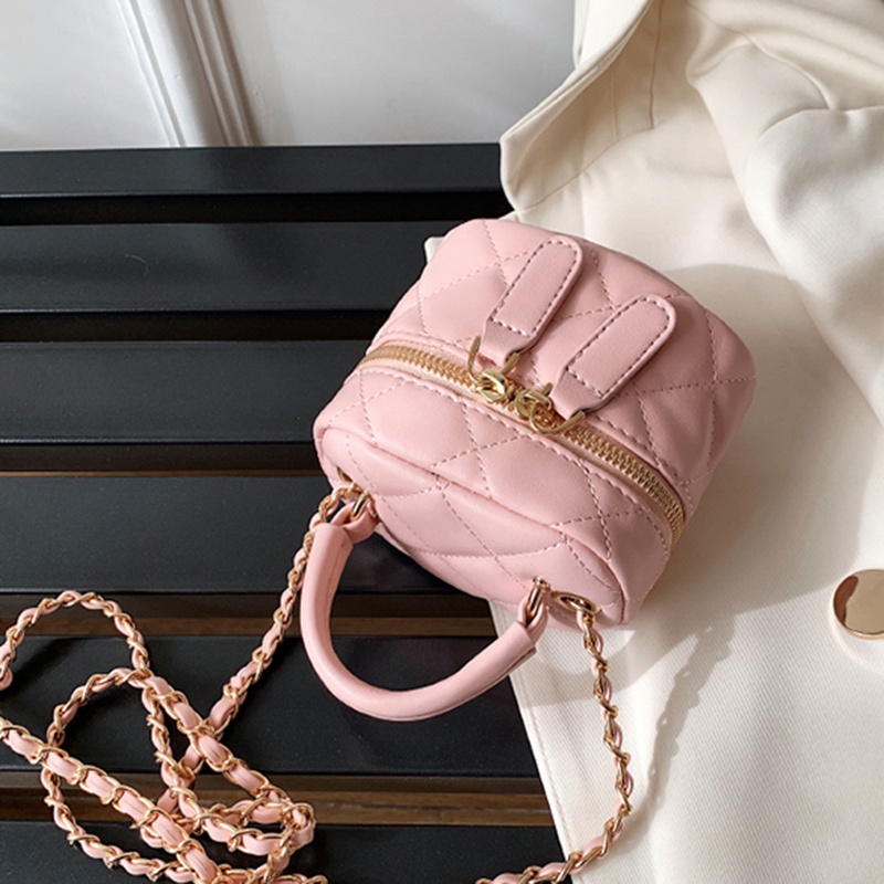 Túi Đeo Chéo mini Dây Rút Thêu Họa Tiết Hình Thoi Thời Trang Cho Nữ