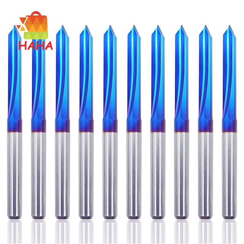 Set 10 Mũi Khoan Thẳng Rãnh Chữ V 60 Độ 2 Rãnh 1 / 8inch Đầu 0.1mm Bits