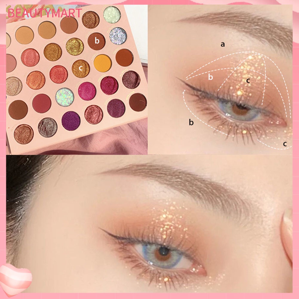 Bảng Phấn Mắt beautymart 30 Màu Tông Lì Và Kim Tuyến Lấp Lánh Chống Nhòe
