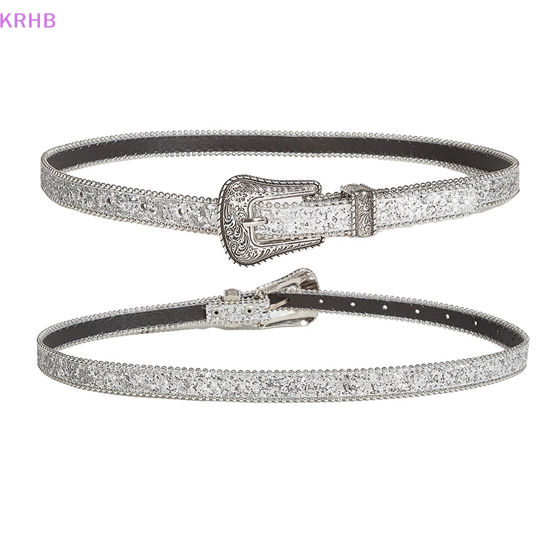 Thắt Lưng Da PU Đính Đá Phong Cách Cao Bồi Y2K Thời Trang Dành Cho Nam Nữ Mới