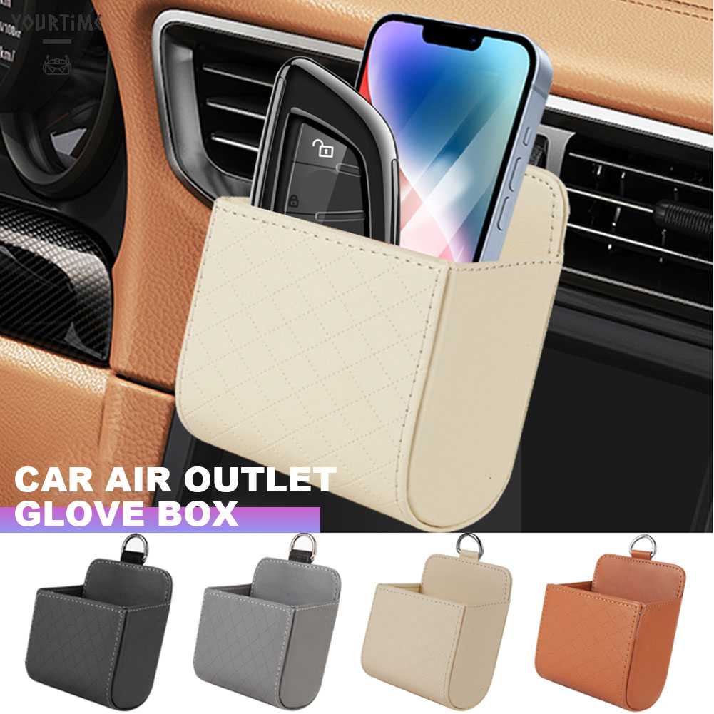 Hộp Đựng Đồ Dùng Bằng Da PU Mềm Gắn Khe Điều Hòa Xe Hơi Tiện Dụng