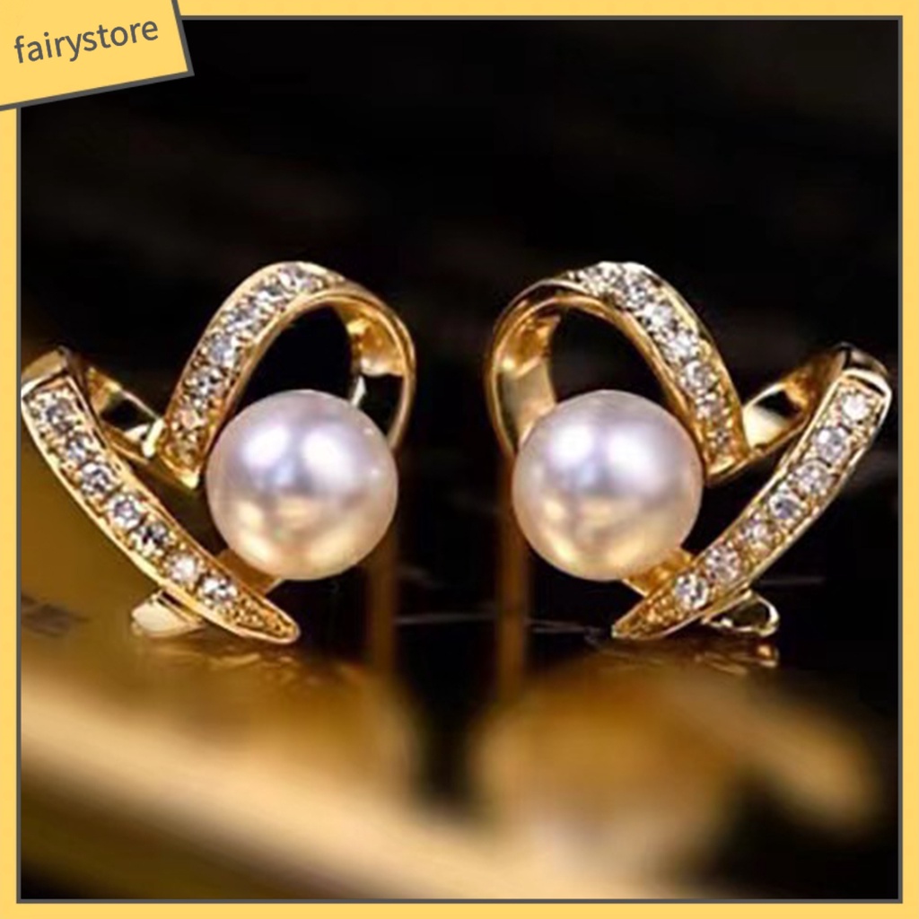 1 Đôi Bông Tai Hình Trái Tim Nạm Đá Lấp Lánh Thời Trang