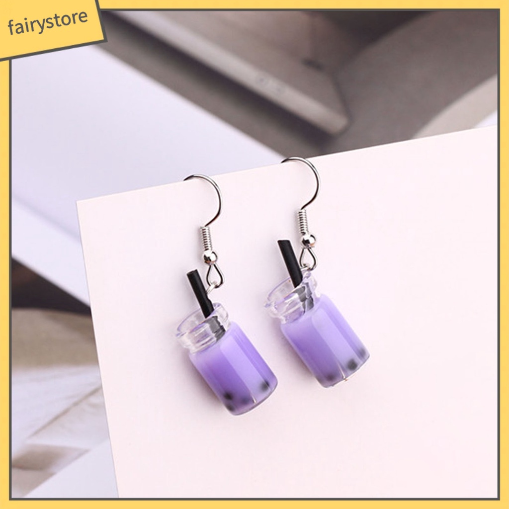 1 Đôi Bông Tai Hình Ly Trà Sữa Thủy Tinh Không Gây Dị Ứng Dễ Thương Thời Trang Cho Nữ