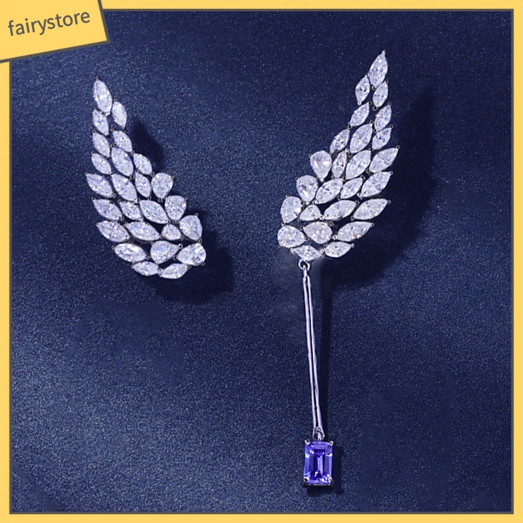 Bông Tai Hình Đôi Cánh Bất Đối Xứng Màu Sáng Tinh Tế Thời Trang Dự Tiệc