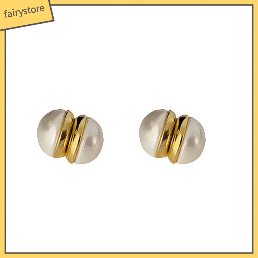 [FRO] 1 Đôi Bông Tai Dạng Kẹp Đính Ngọc Trai Nhân Tạo Mạ Điện Không Đau Không Phai Màu Trang Trí Khuyên Tai